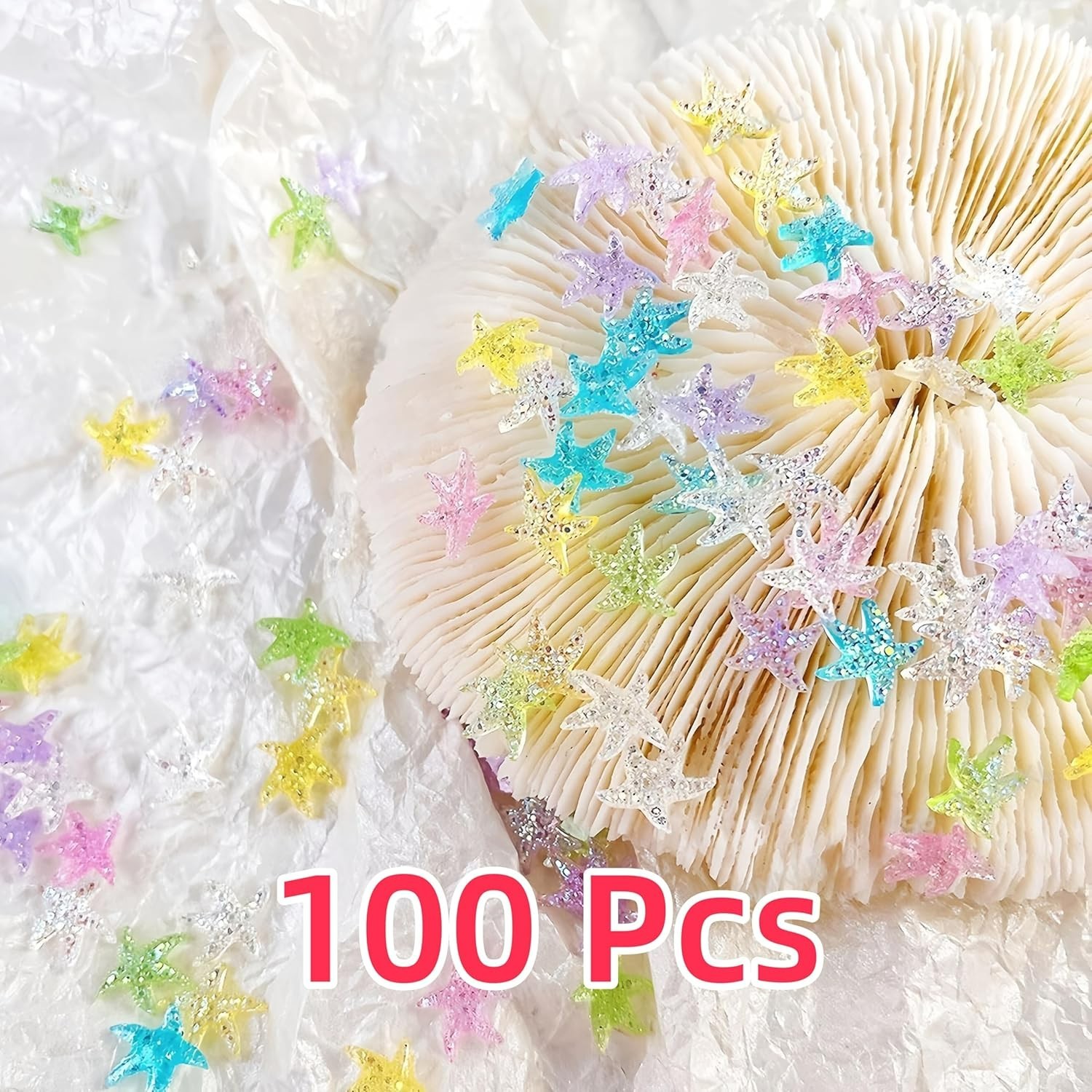 Vibrant Starfish Nail Diamonds – 100pcs Resin Charms for Stylish Manicures