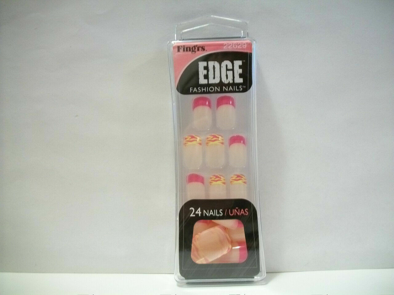 Fing’rs Edge Fashion Nails #22629 Pink Tips & Yellow Tips with Pink Zebra Tips