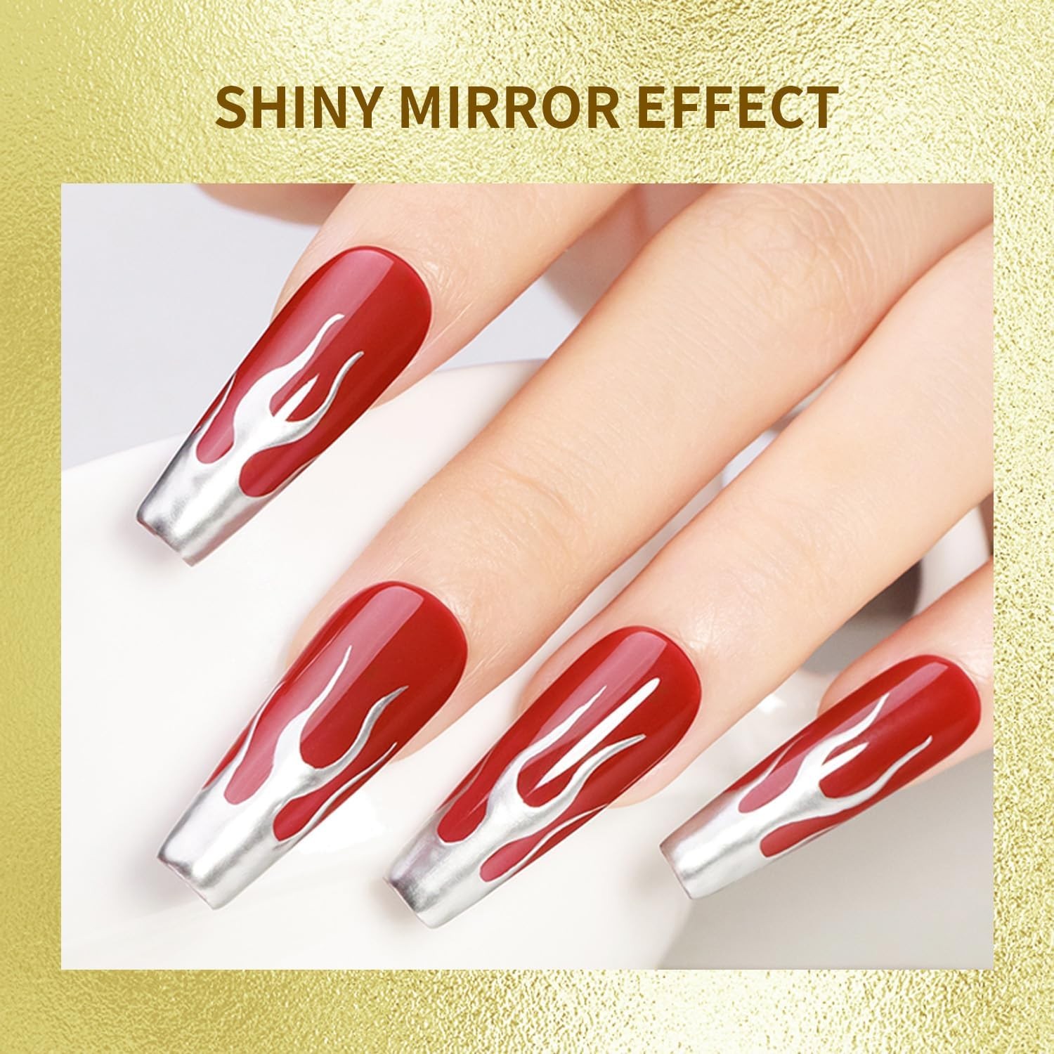 Metallic Nail Art l Liner Gold Mirror Chrome and Siery 3D