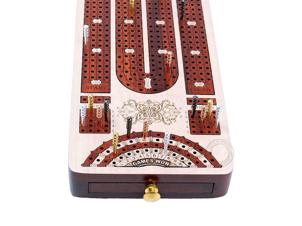 House of Cribbage – 4 Track 4.75 x 13.5 x 1.18 inches, Natural Wood Color
