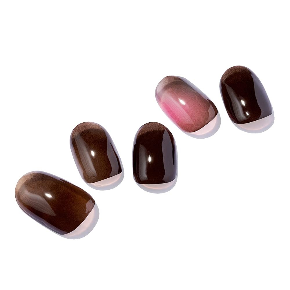 UUUUU. Semi Cured Gel Nail Strips – [Chocolate Stone], Large, Chocolate Stone