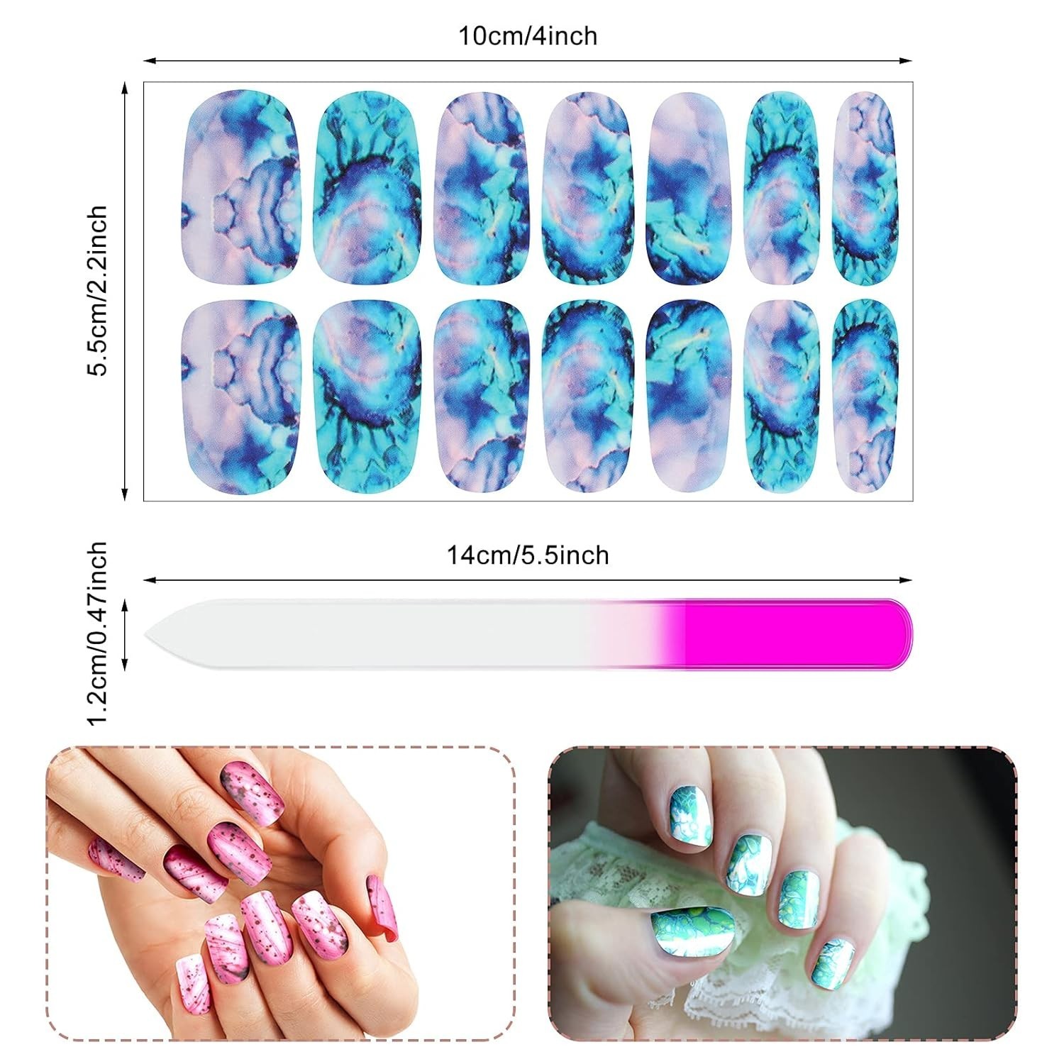 168 Pcs 12 Sheets Full Wrap Nail Stickers Polish Strips Gradient Stickers Gli…