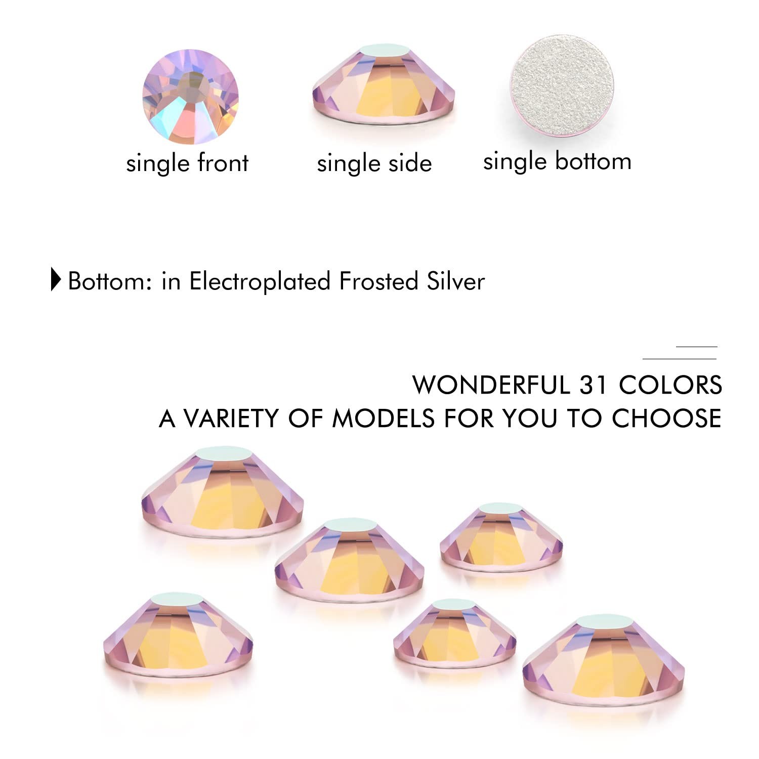 1440Pcs Pink AB Crystal Rhinestones,Glass Flatback Rhinestones Gemstones for …