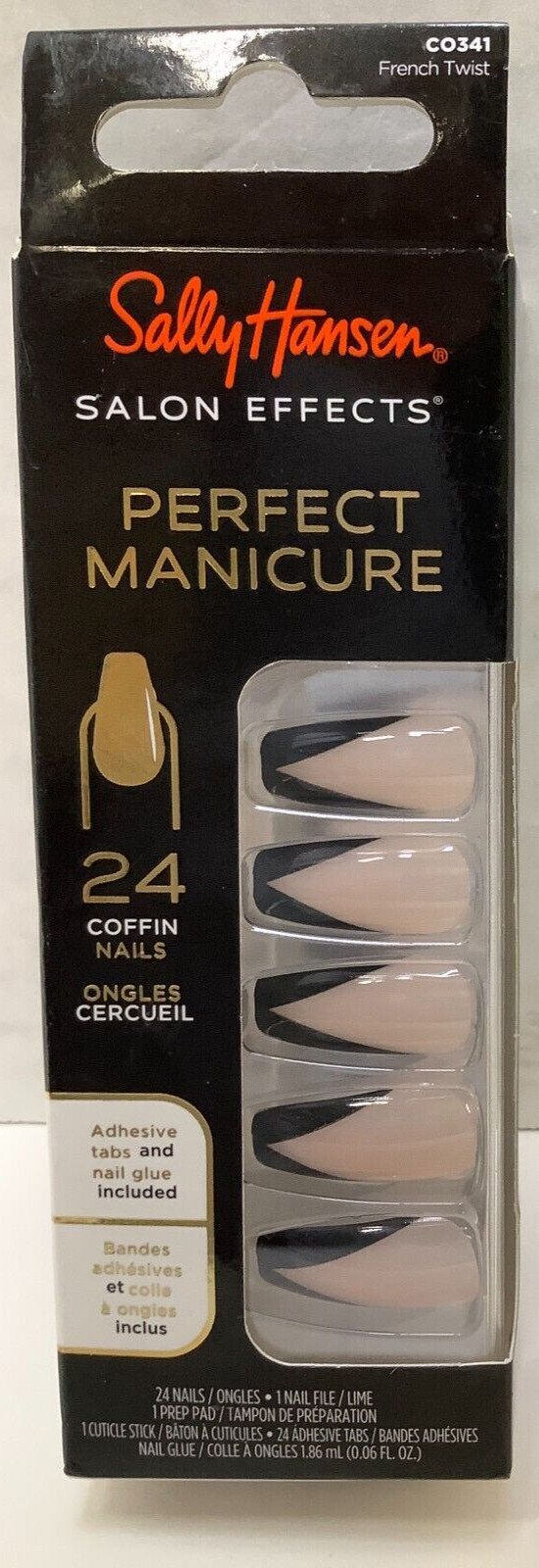 Sally Hansen Salon Effects Perfect Manicure, Coffin Nail, French Twist, Lot of 4
