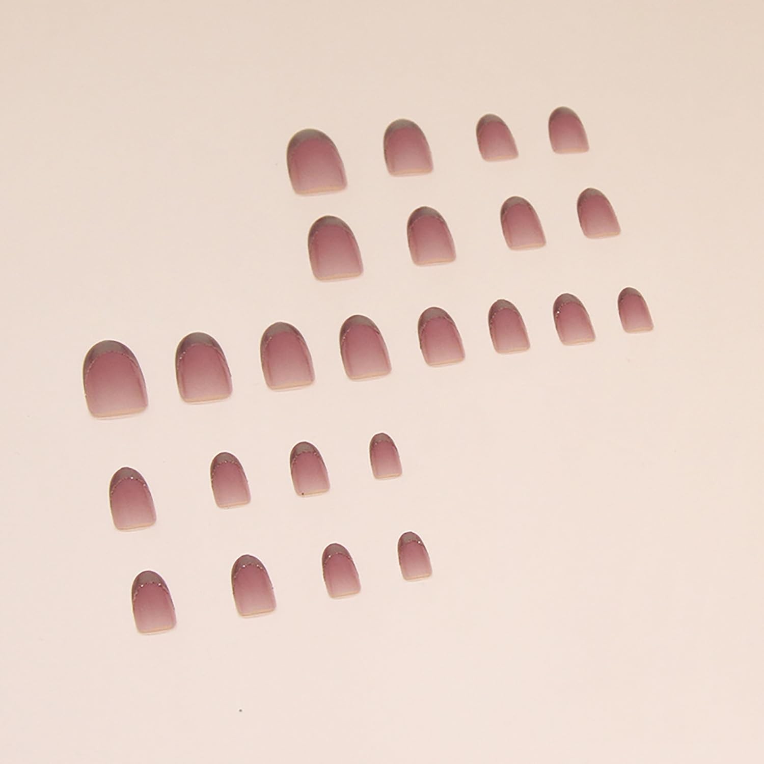 Press on Nails Short Almond Petite French Fake Nails Pink Full Cover Sliver N…
