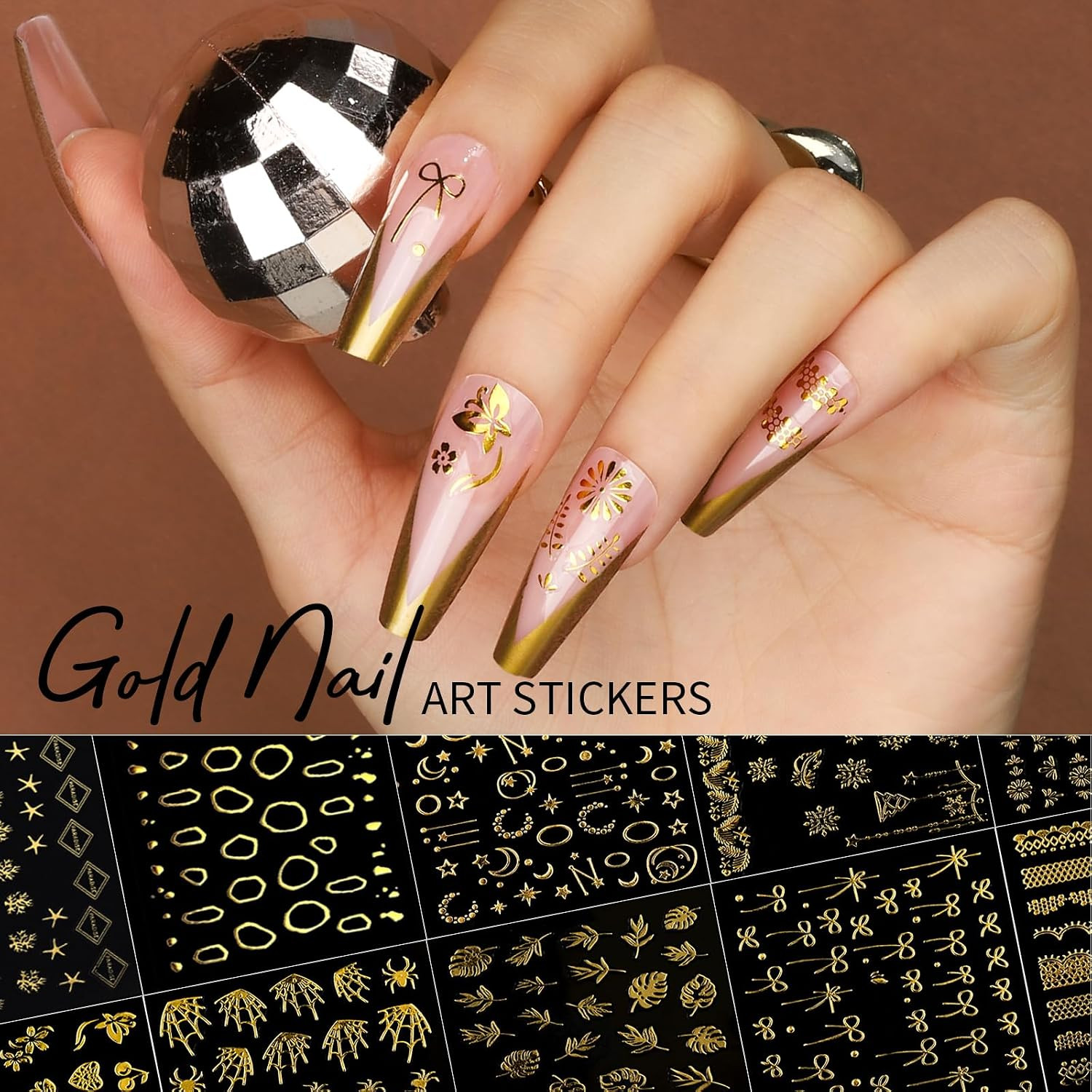 50 Sheets Nail Stickers for Kids, Cute Nail Decals for Girls Women, 3D Self Adhe