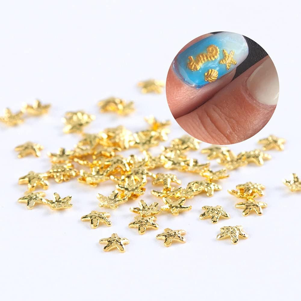 3D Metal Nail Decals – 12 Shapes, Holographic Glitters & Sequins Gold Art Suppli