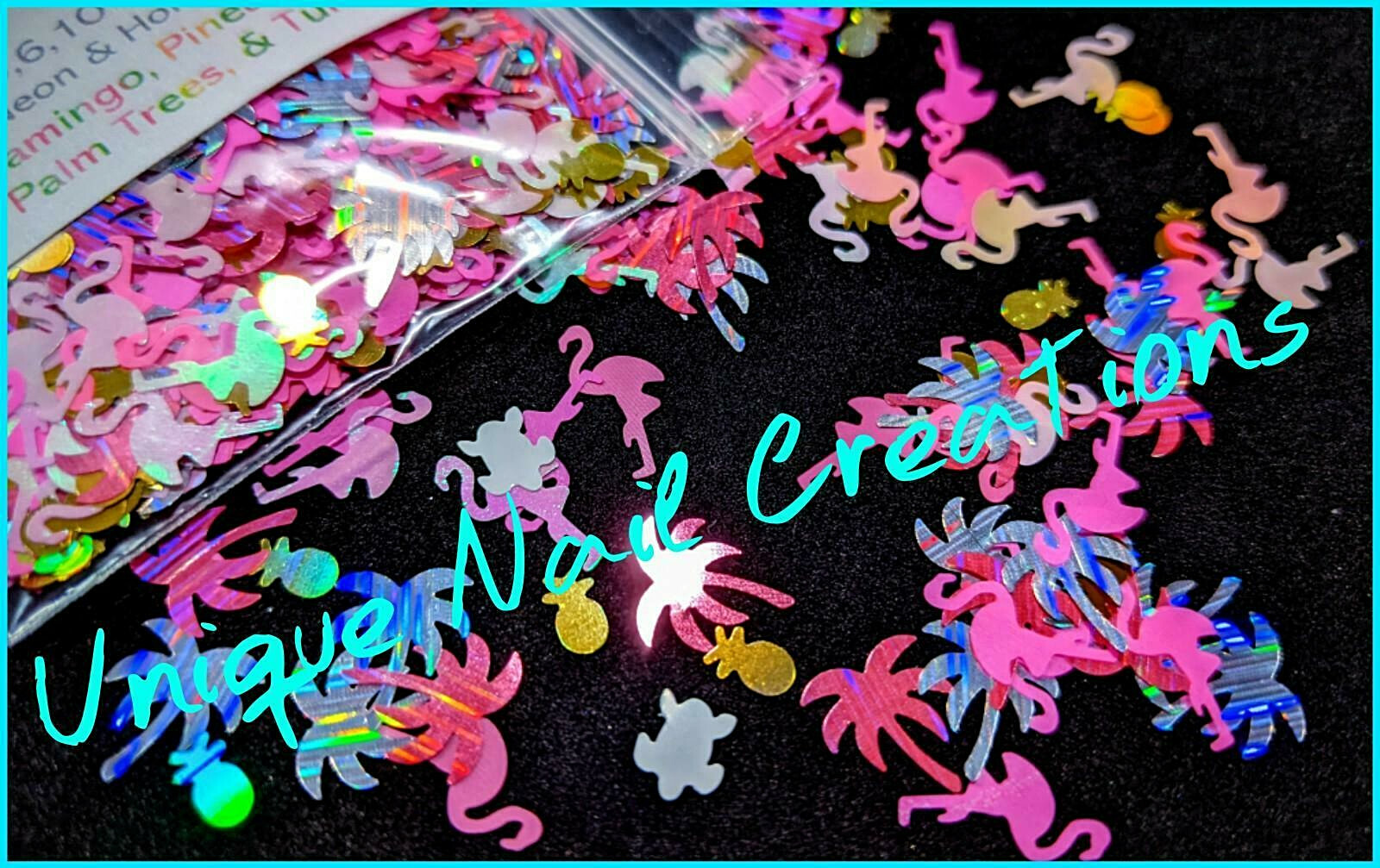 FLAMINGO/PALMTREE/PINEAPPLE/TURTLE GLITTER~Nail•Acrylic•Gel•Body•Face•Festival