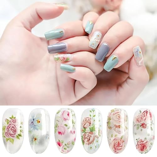 Flower Nail Foil Nail Design Stickers Decals Lace Nail Art Flowers Holographic
