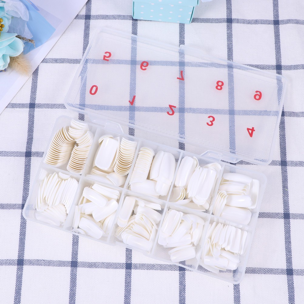 500Pcs Reusable ABS Artificial Nail Tips Full Cover White for DIY Use
