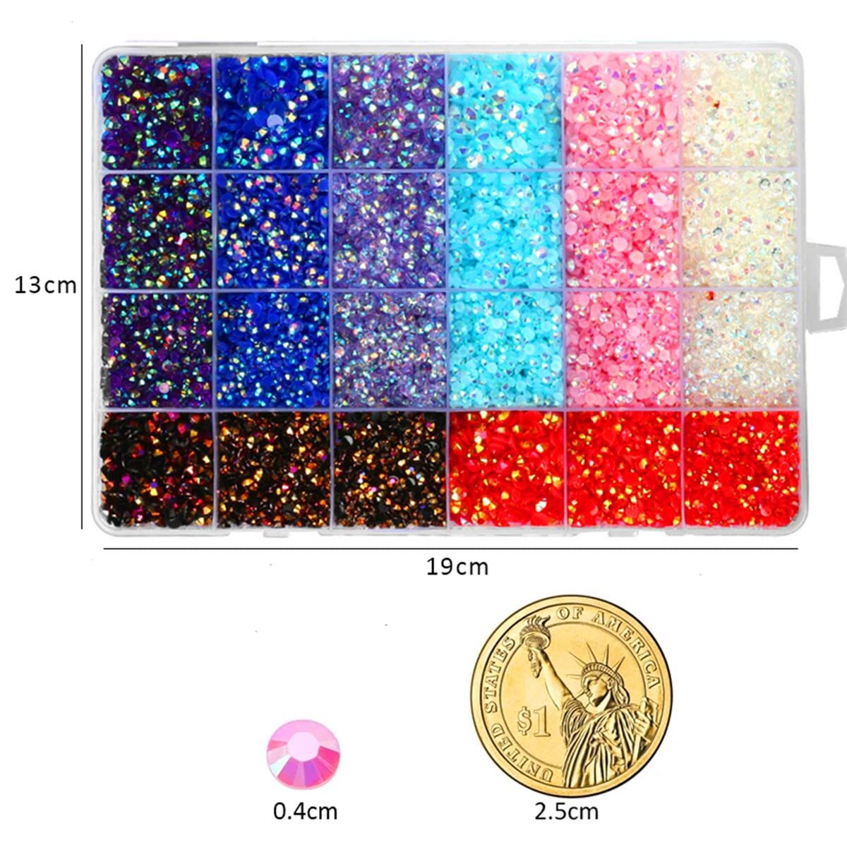 23200PCS Mixed Size 3 4 5MM Jelly ab Resin Rhinestones Box with Tools for Tum…