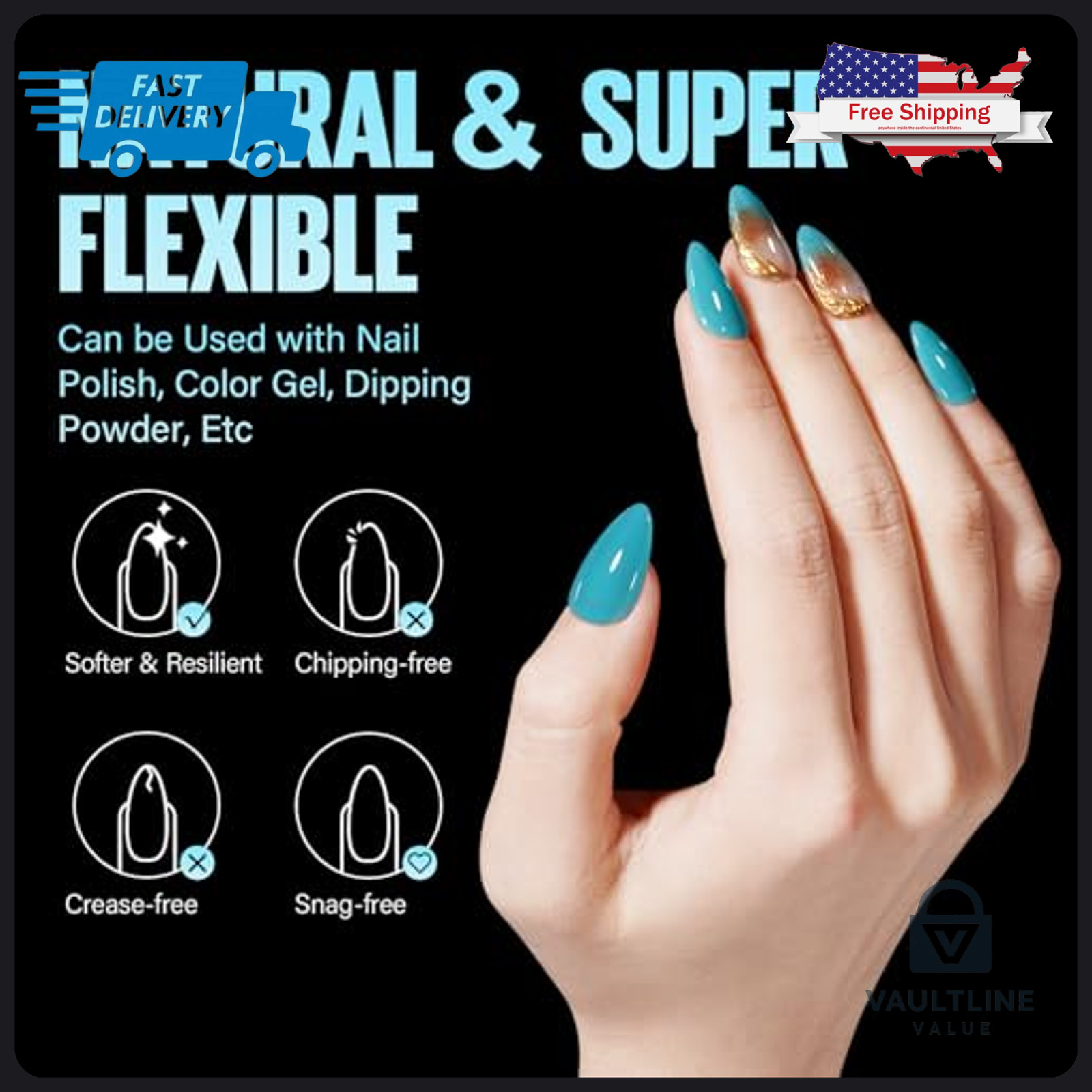 240 Piece TOMICCA Medium Almond Gel Nail Tips – Full Cover Press On Nails