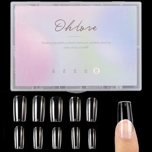 500Pcs Square Nail Tips Full Cover Clear Fake Nail Tips for B-square clear