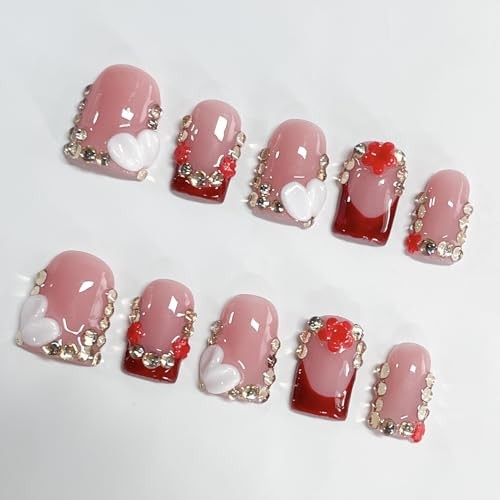 French Tip Press on Nails Handmadehortquare 3D Thick Acrylic Nails S Style37