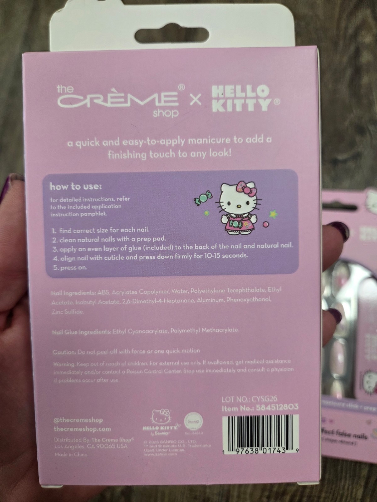 Hello Kitty x The Crème Shop Press-On Nails Set of 28 Purple Cat Eye Almond x2
