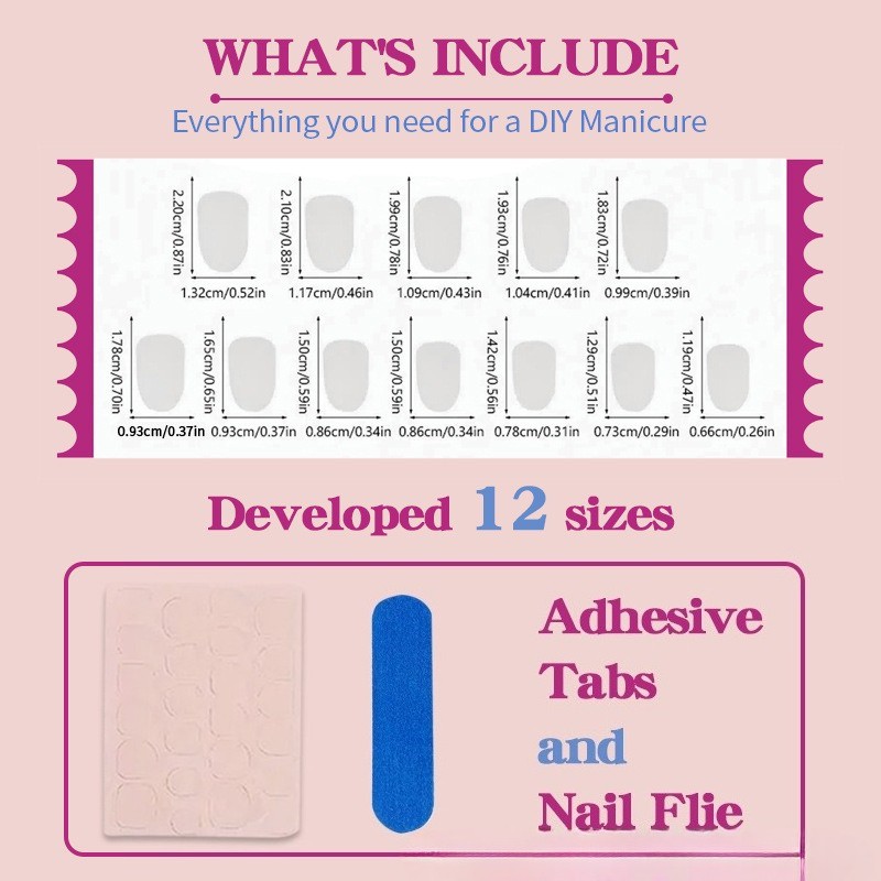 48Pcs-Long Almond White Beach Tropical Sun Turtle Crab Fake Press on Nails Set