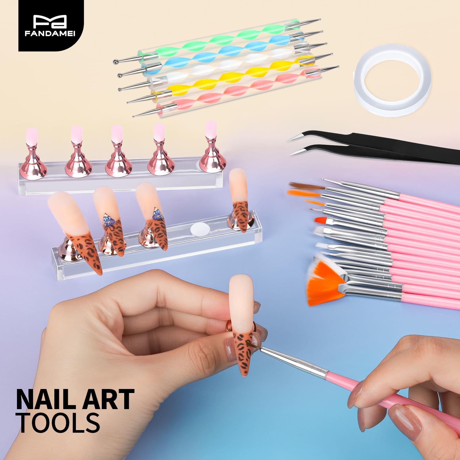 Nail Art Tools, Nail Brush, 15 PCS Nail Art Brushes, 5 PCS Nail Dotting Tool,…