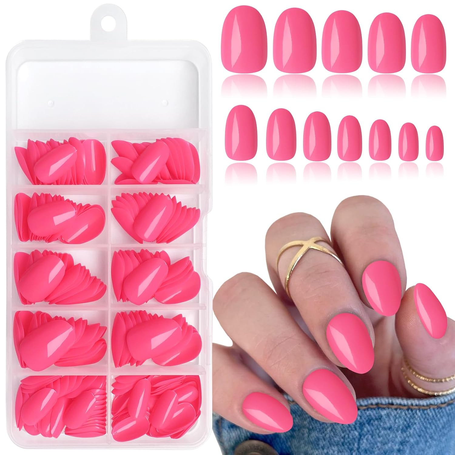 Short Press on Nails Almond Fake Nails, 240 round Almond Press on Nail Short Ful