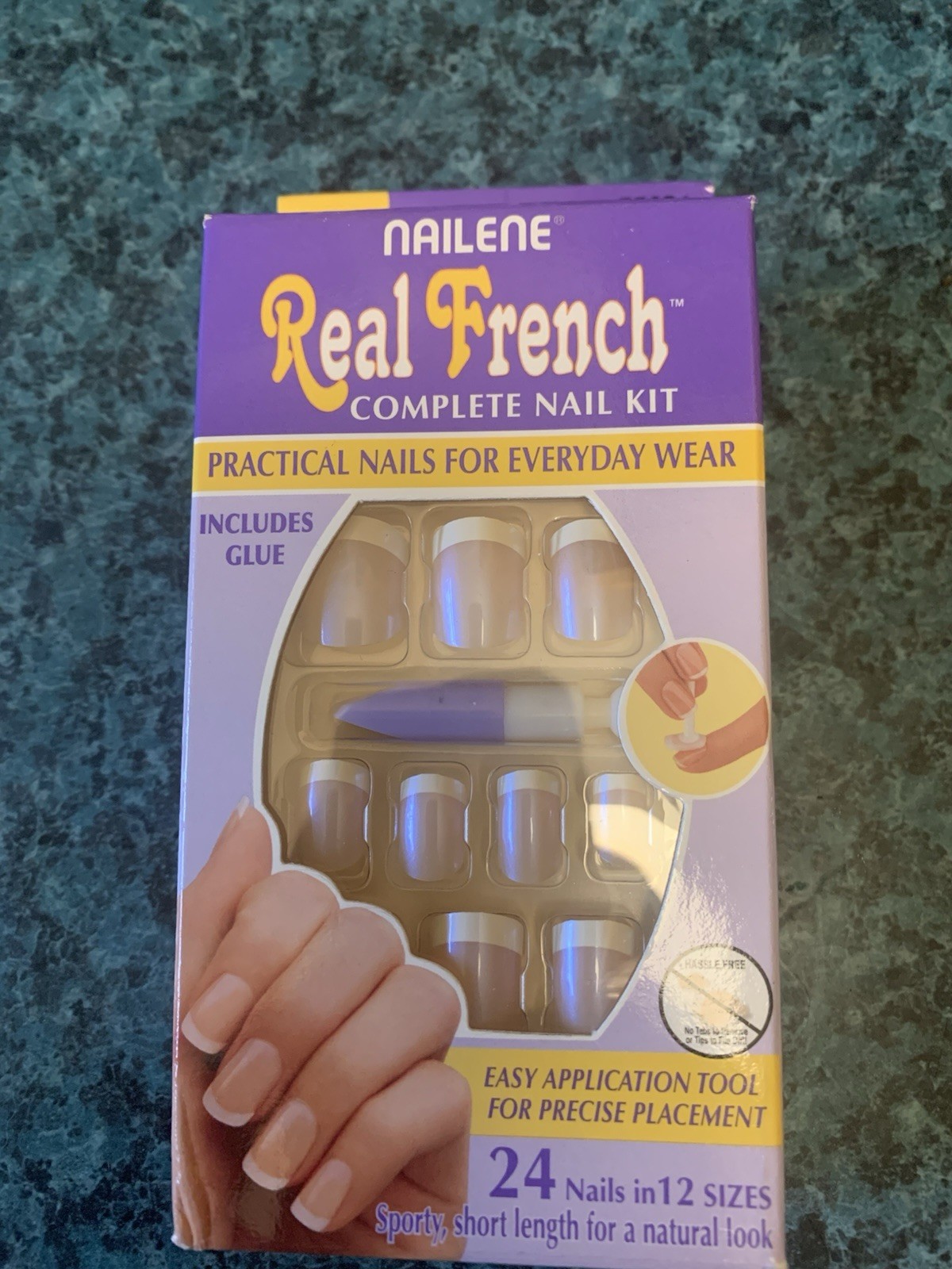 Nailene Real French Artificial Nail Set 24 nails in 12 sizes w glue – New Boxed