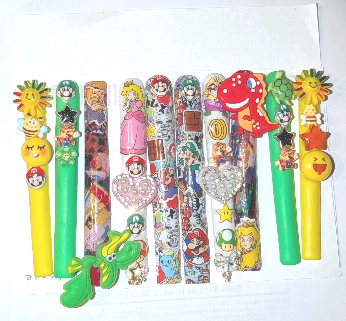 Bright Custom Super Mario Multicolor Decorative 6Xl Press On Nails Sz X-Large