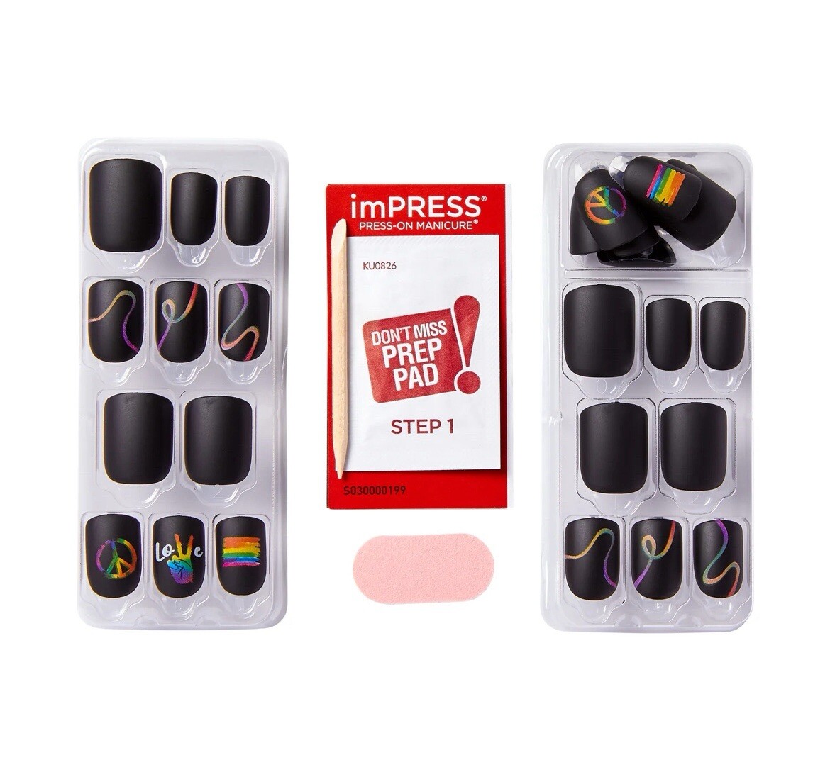 imPRESS Press On Nails – Limited Edition – New – Black – Short – Wider Fit