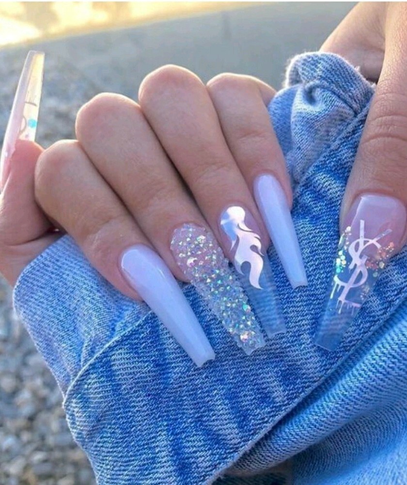 100PCS DIY Long Coffin Nails Tips Acrylic Ballerina Fake Nail Kits