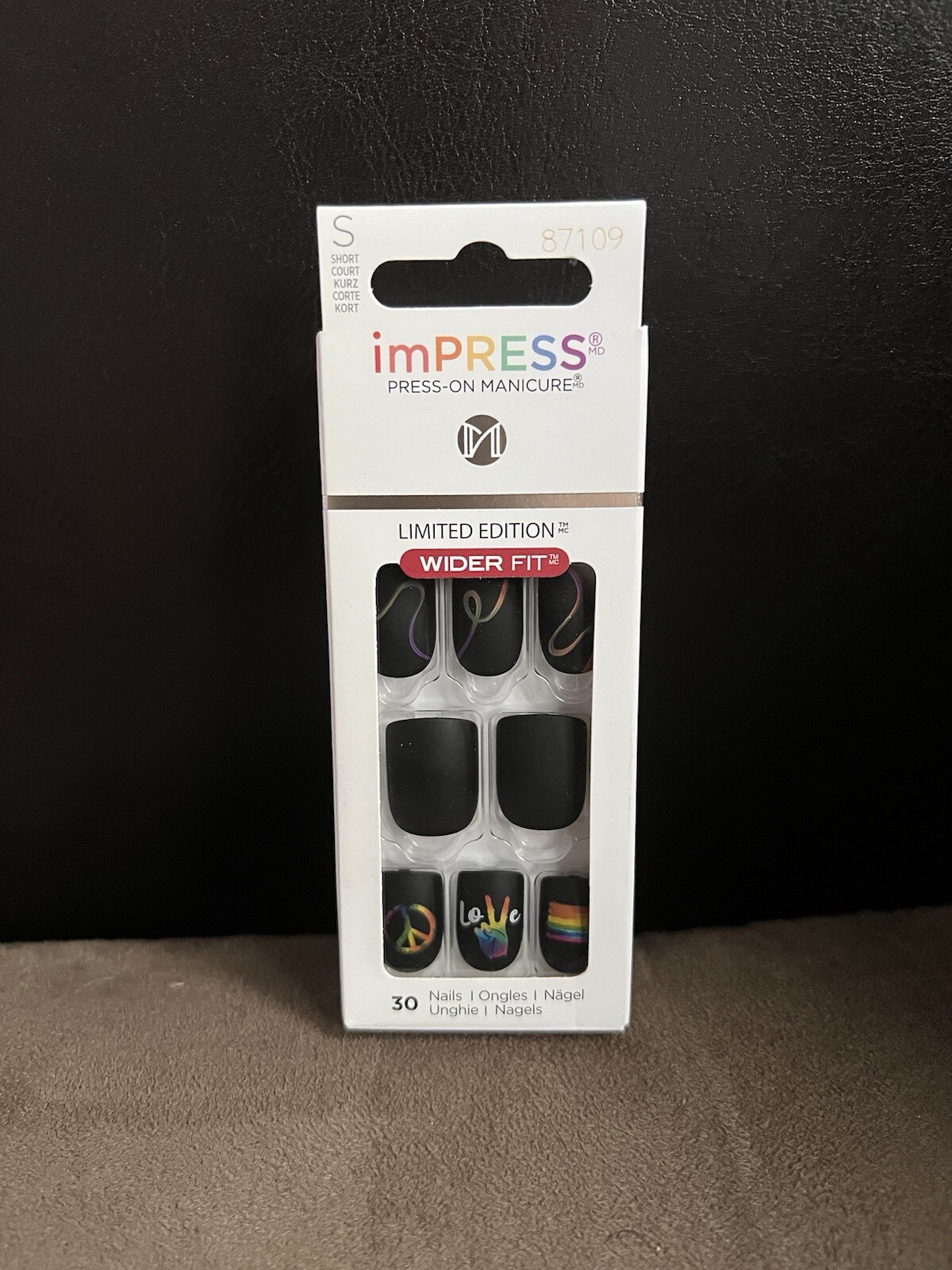 imPRESS Press On Nails – Limited Edition – New – Black – Short – Wider Fit