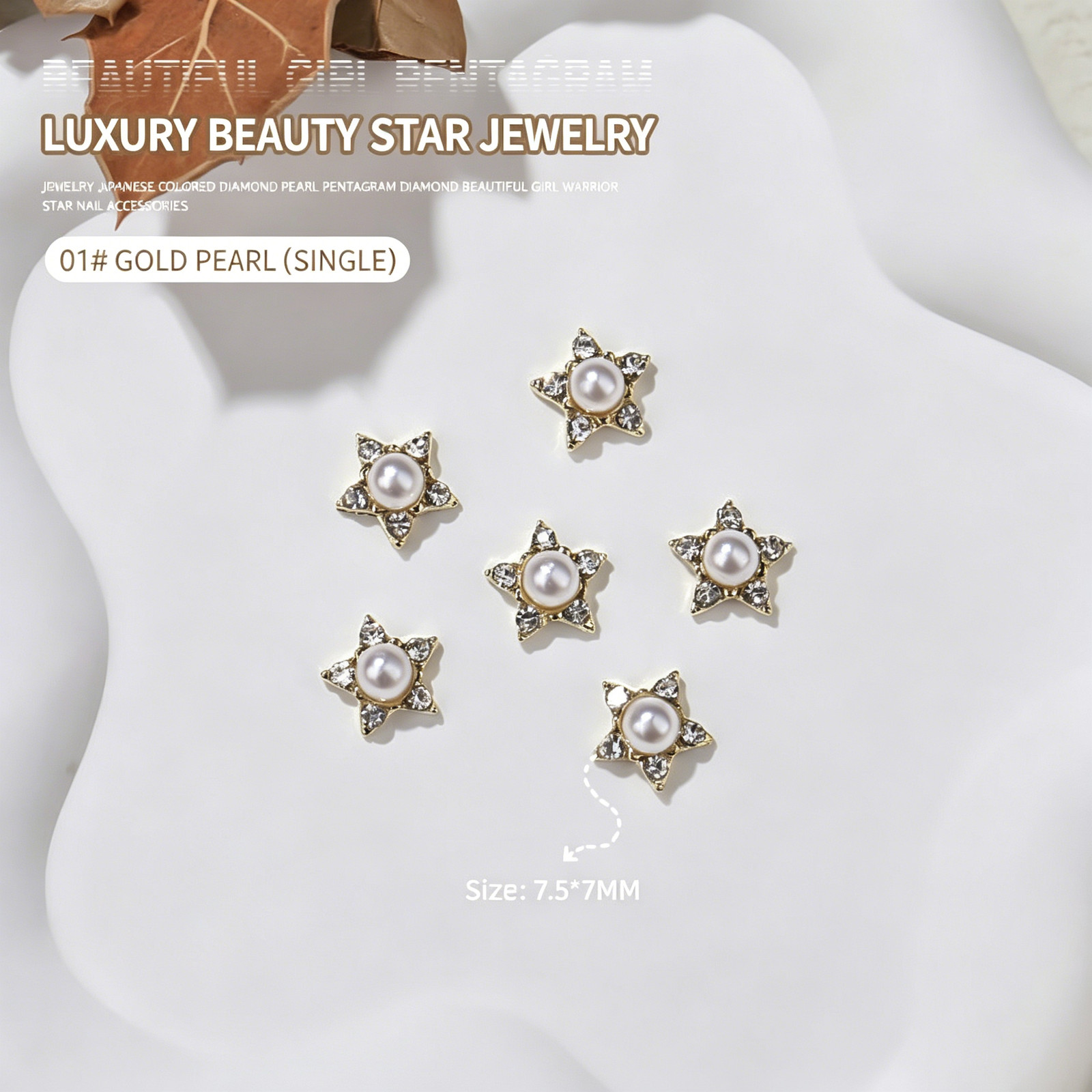 2026 New Five-pointed Star Sunburst Rhinestone Nail Charms, Sweet Cool Girl Styl