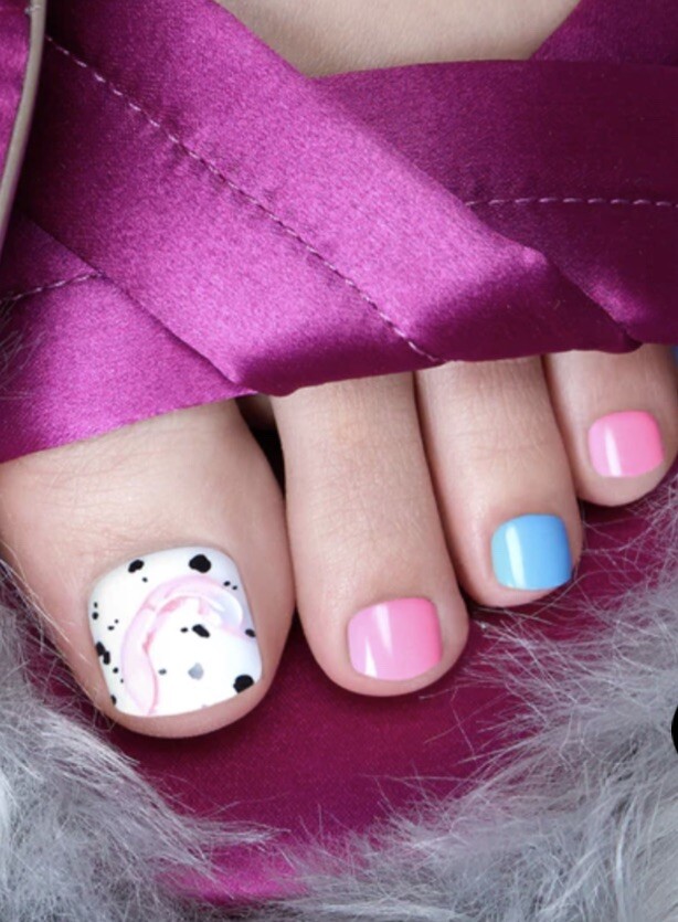 Dashing Diva Press On Nails ICE CREAM MELT PEDI Square Glossy