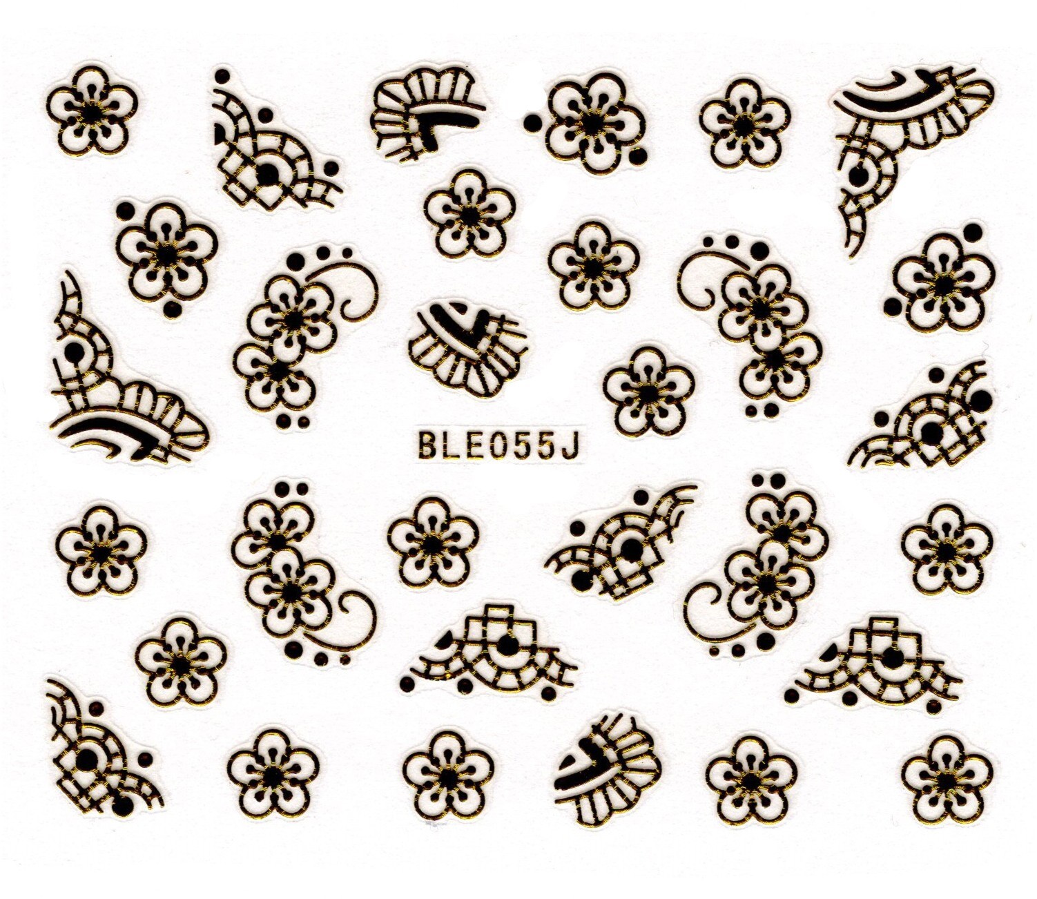 Nail Art 3D Decal Stickers Gold flower lace BLE055J