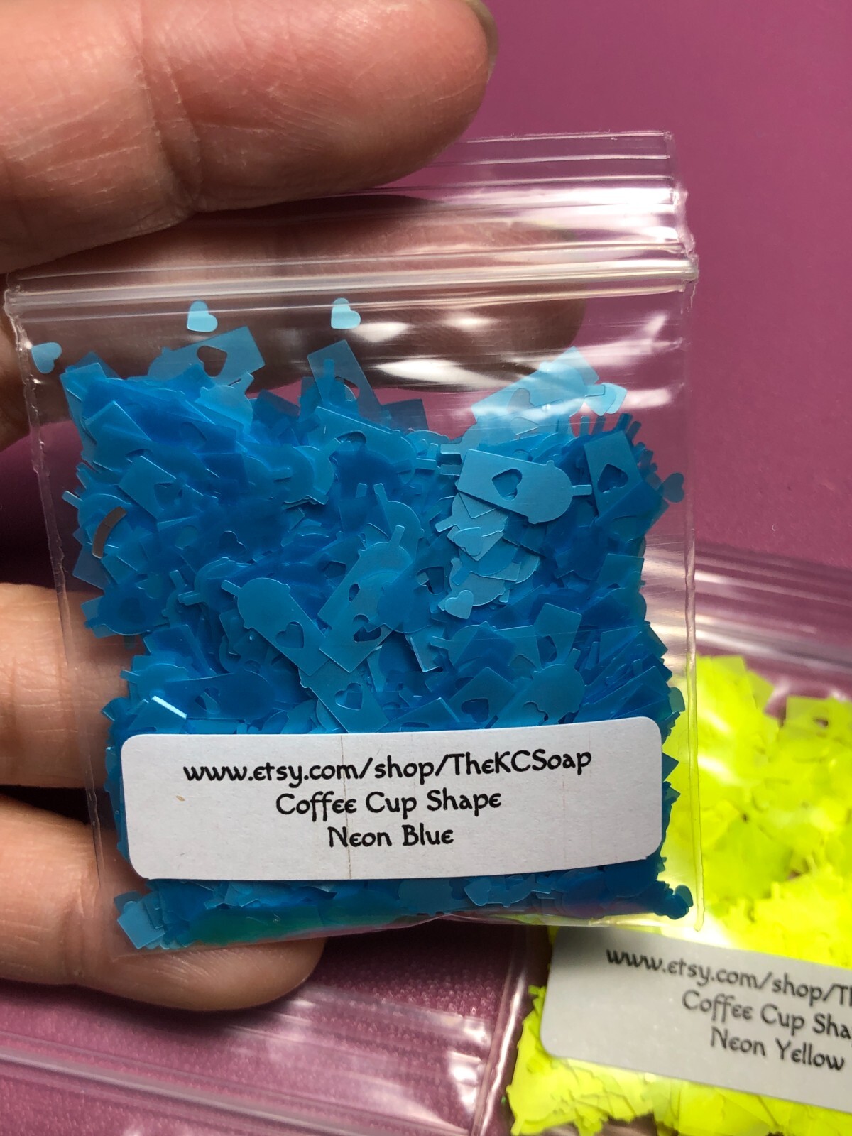 1OZ Solvent Resistant NEON BLUE COFFEE CUP Shape Glitter Epoxy US Seller