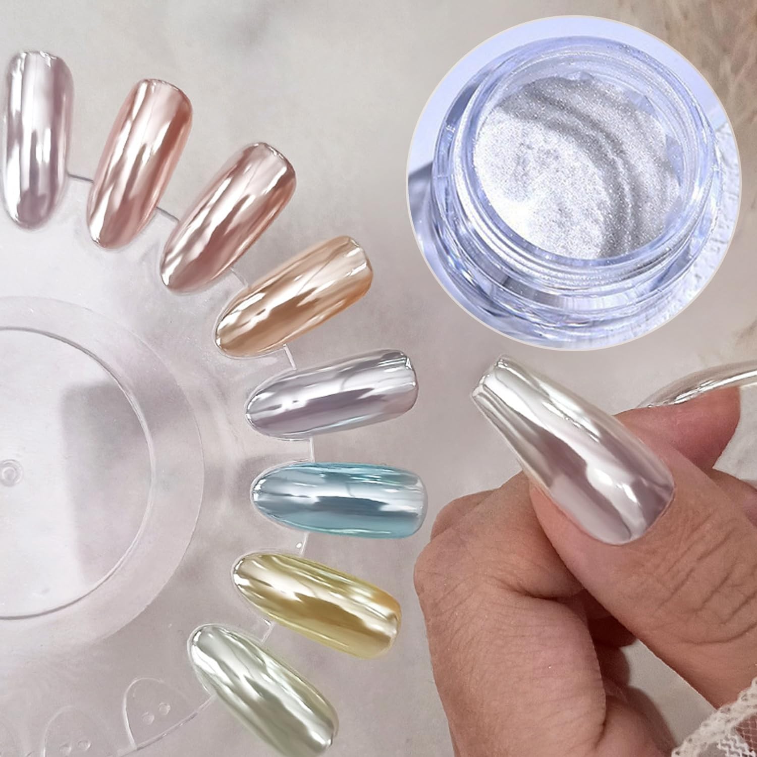 Magic White Chrome Nail Powder Super Glossy Mirror Effect