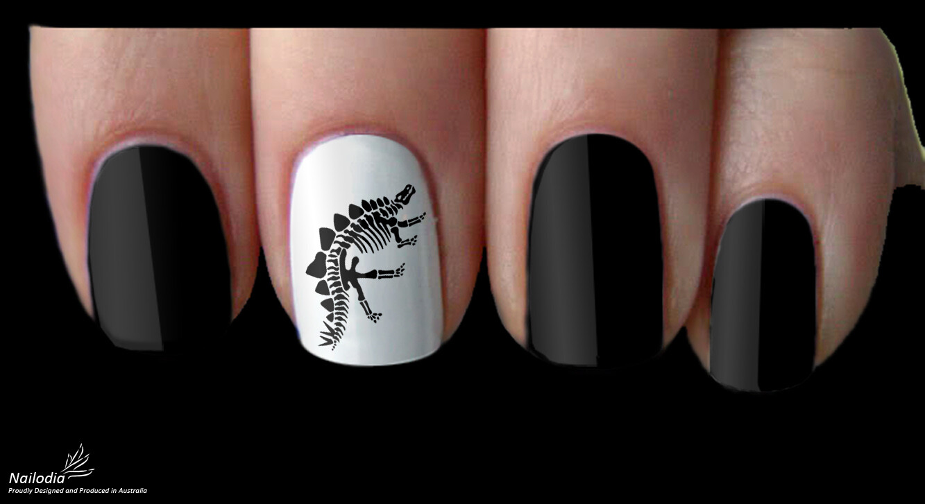 Dinosaur T-Rex Skeleton Nail Art Decal Sticker Water Transfer Slider – Jurassic