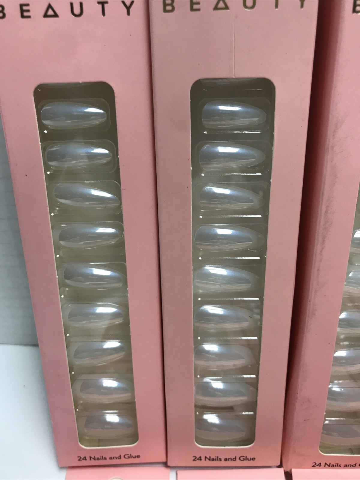 10 Packs TIP Beauty 24 Nails & Glue Almond Crescent Silver TikTok *no glue
