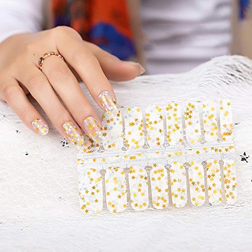 5 Sheets Nail Polish Strips Set with 1pc Nail File Glitter Sequins Design KIT4
