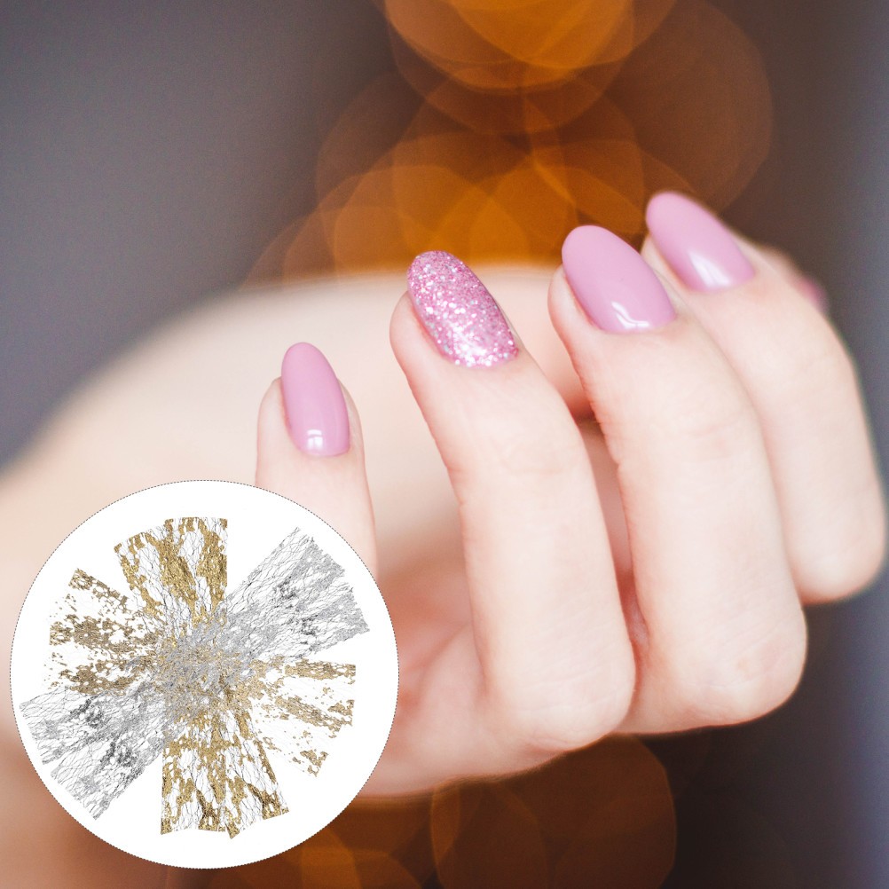 6Pcs Nail Art Flat Tips Gold Foil Assorted Color DIY Manicure Decor