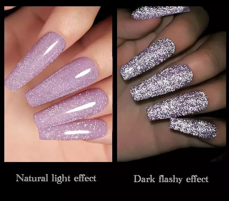 Silver Reflective Nail Disco Glitter for Gel Polish & Varnish Flash Night Effect