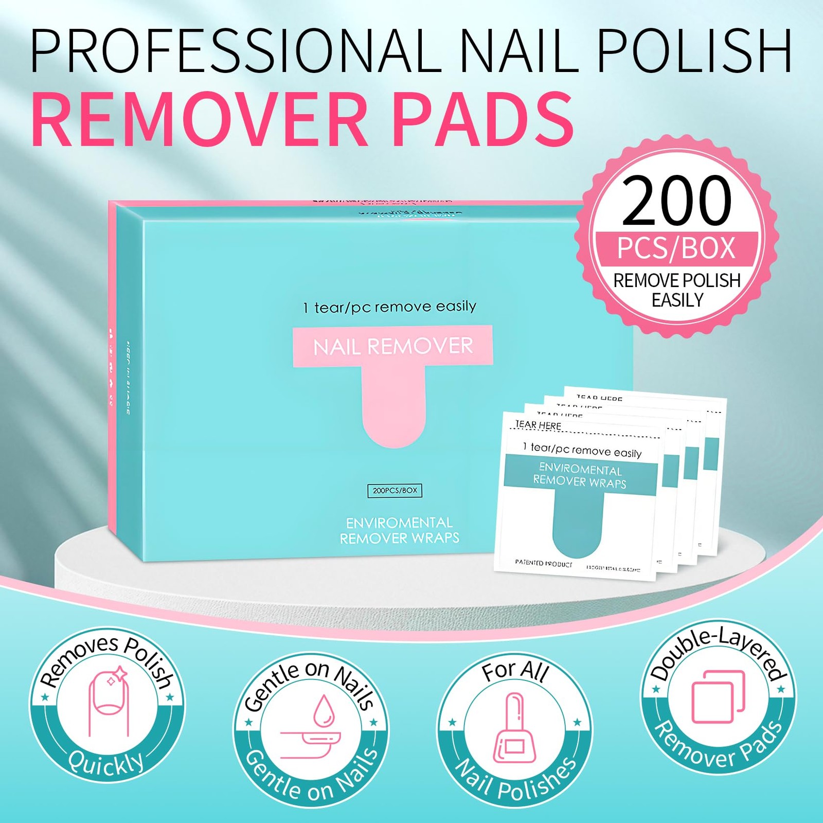 LZXLUKGIR Nail Polish Remover Wipes,200 Pack Individually clear