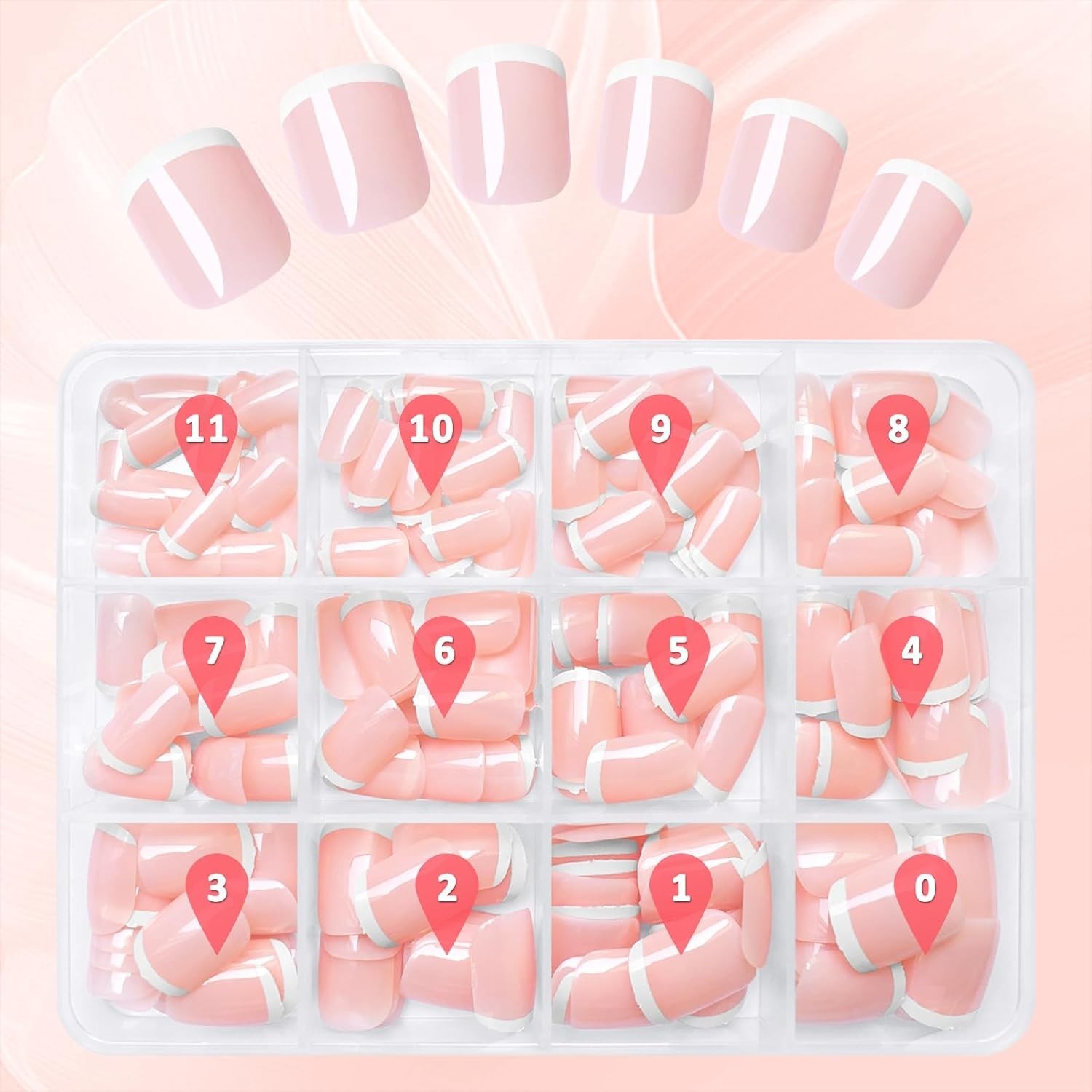 240Pcs French Tip Press on Nails Short White French Nails Press on Square Fake