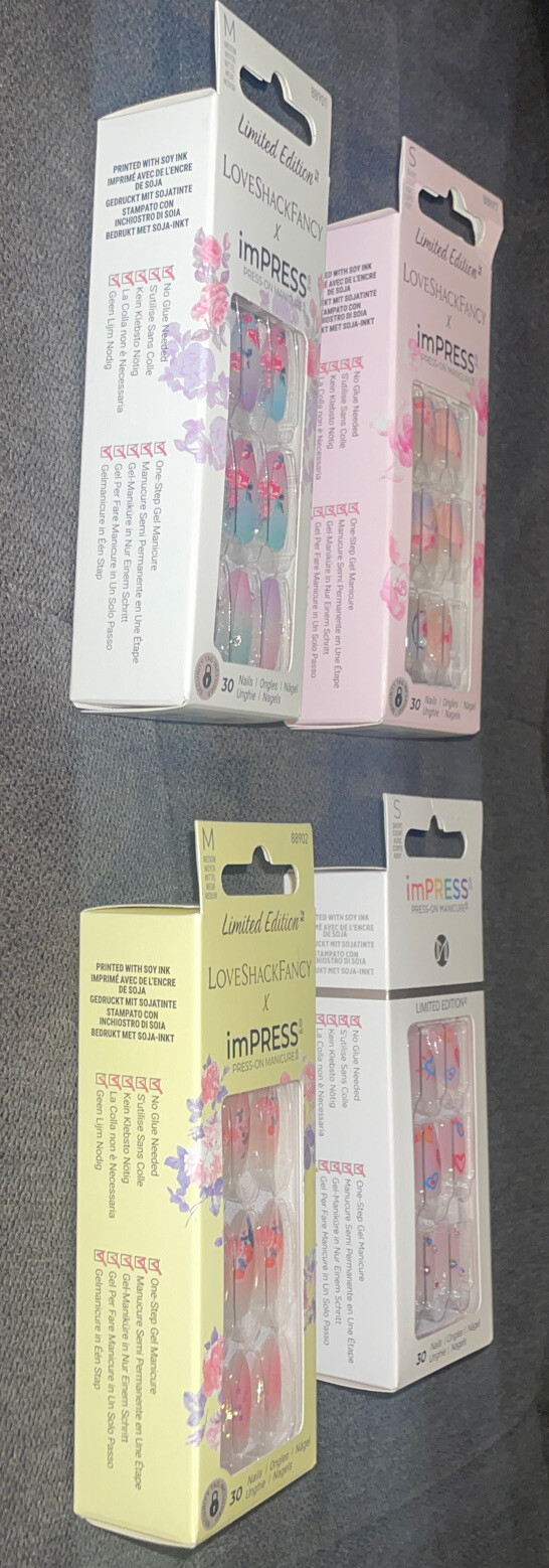 Kiss IMPRESS💅Lot Of 4 Boxes PRESS ON NAILS Limited Edition SUNKISSED PEACH&More