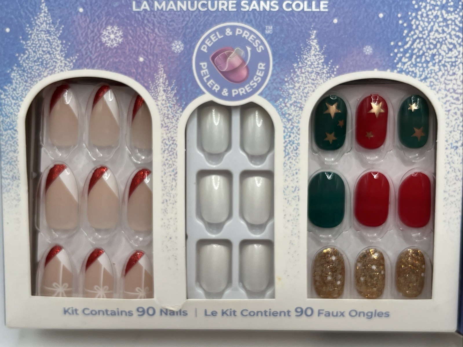 2 Kiss Impress The No Glue Mani 90 Christmas Nail Kit Press On Nails NEW