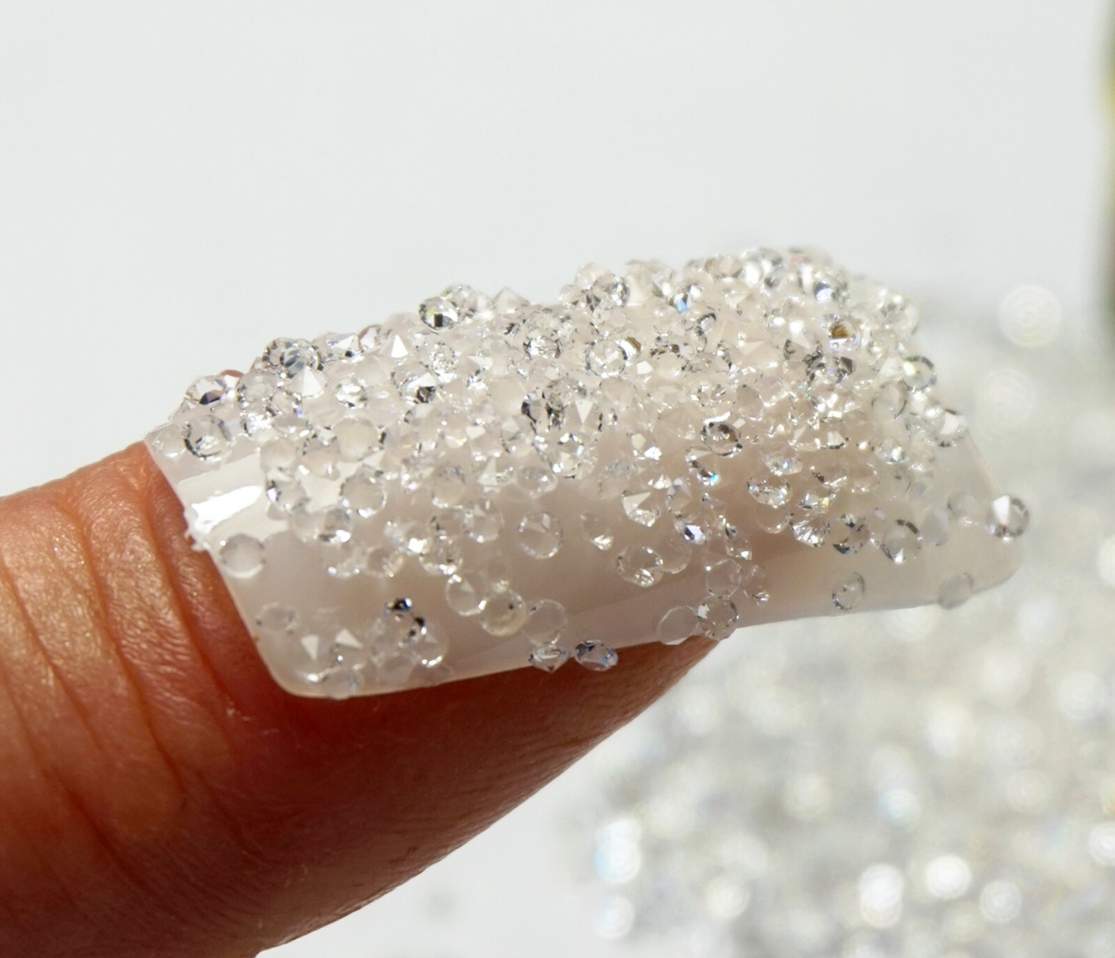 CLEAR GLASS PIXIECRYSTALS For BRIDAL NAIL ART CLEAR PREMIUM CRYSTALS IN JAR