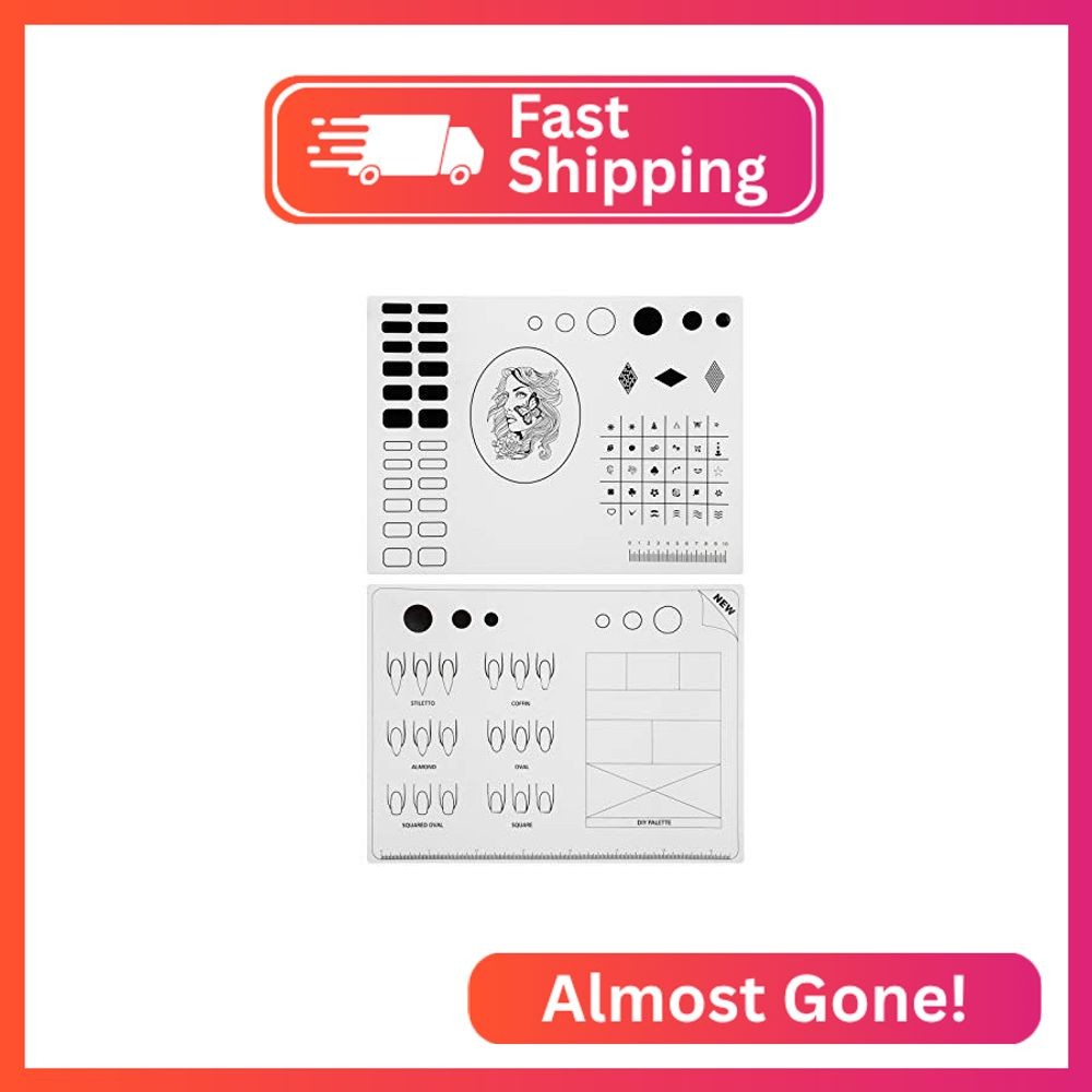 Segbeauty Acrylic Nail Training Mats, 2pcs 16″ DIY Silicone Flexible Nail Art St