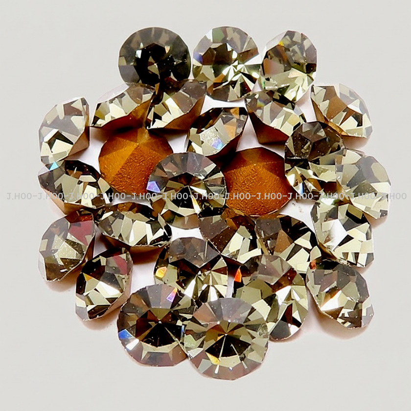 Preciosa Czech Black Diamond V-Cut Round Stone Pointed Back
