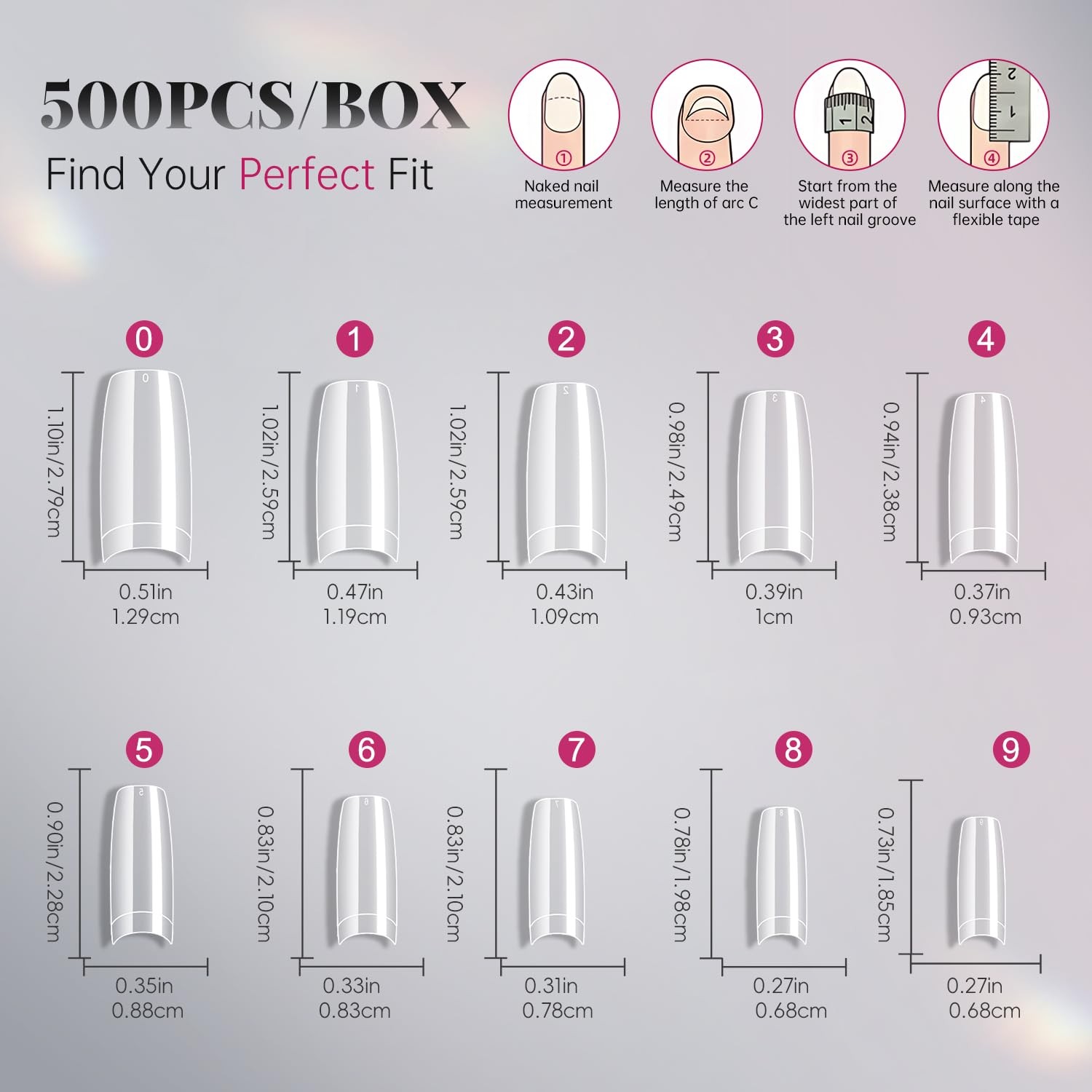 krofaue 500PCS Clear False Nails Tips – Half 500 Count (Pack of 1),