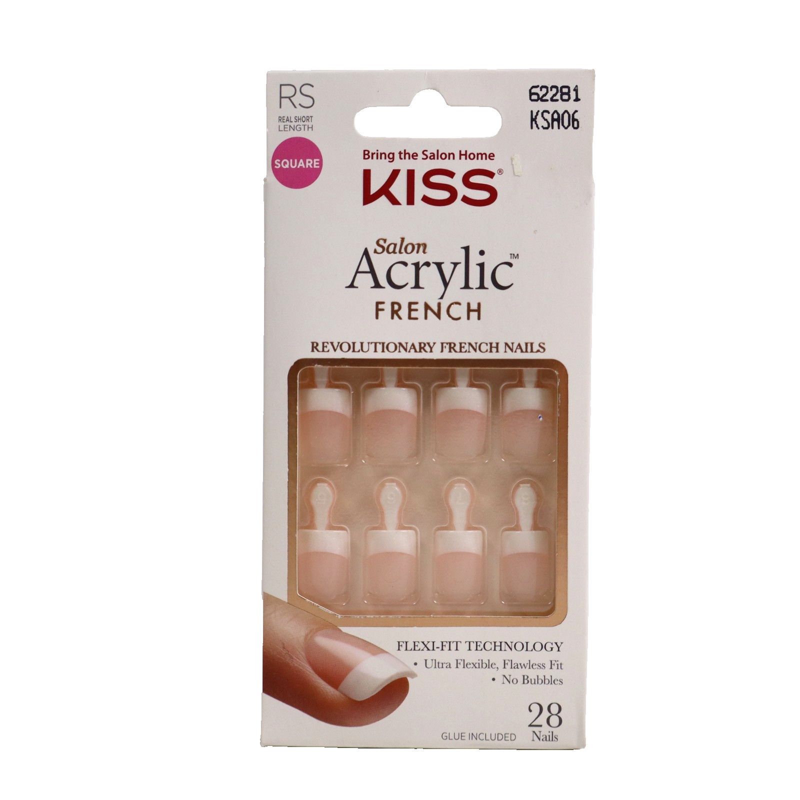 KISS Salon Acrylic French False Nails “Pet Peeve” KSA06, Real Short, 28 Ct 62281