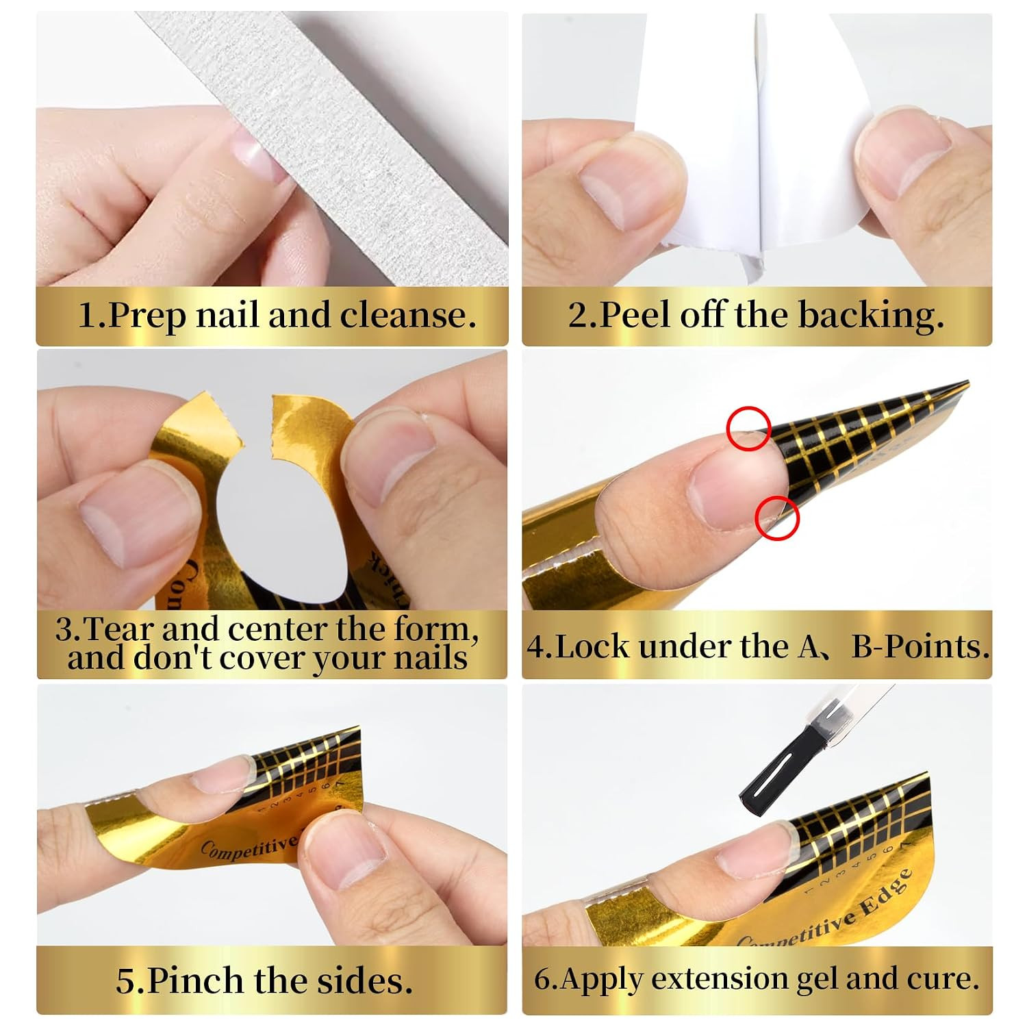 200 Nail Forms for Builder Gel – Durable Nail Extension Forms for Acrylic Nails,