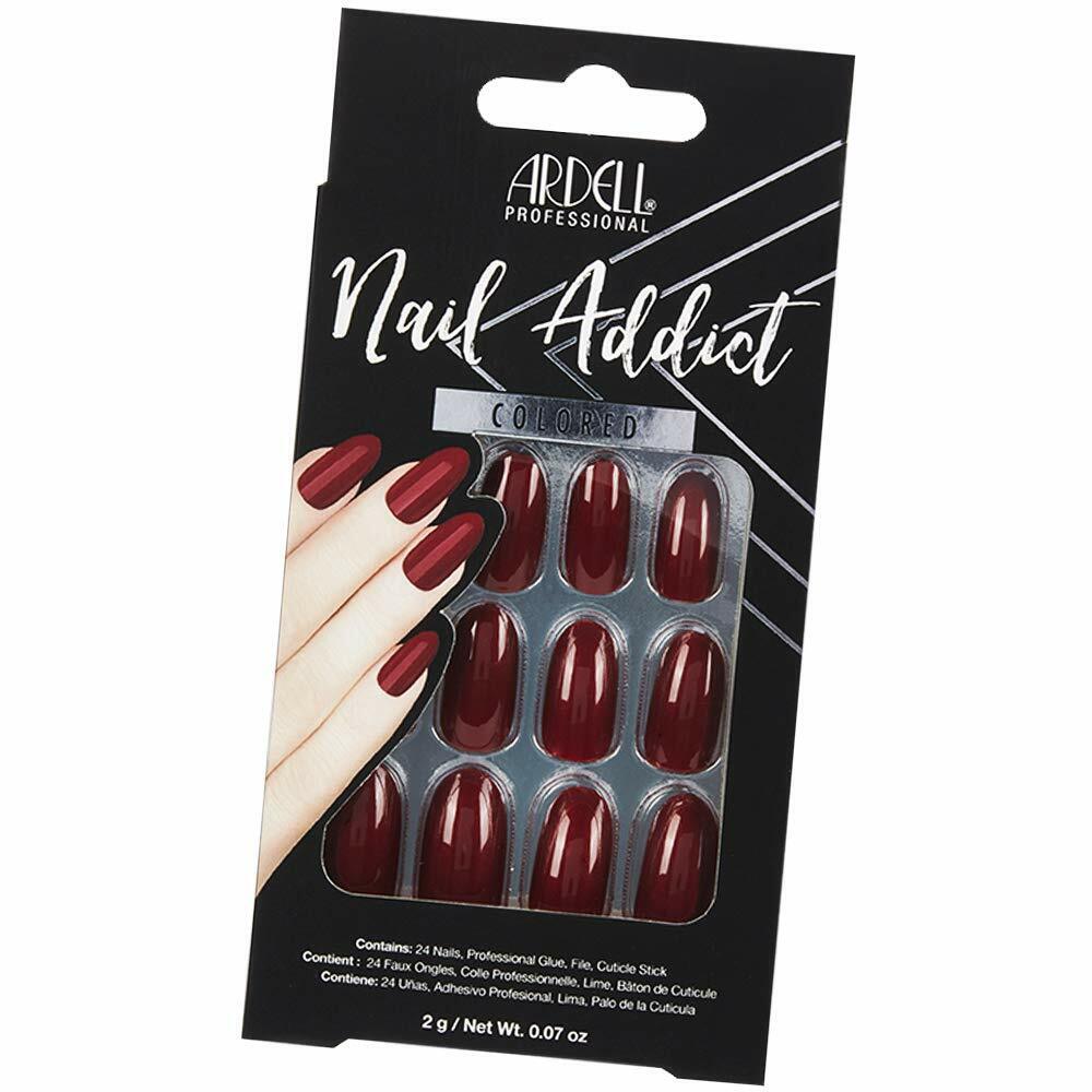 Ardell Nail Addict Artificial Nail Set, Sip of Wine 24-Pc, Medium, Almond-Shape,
