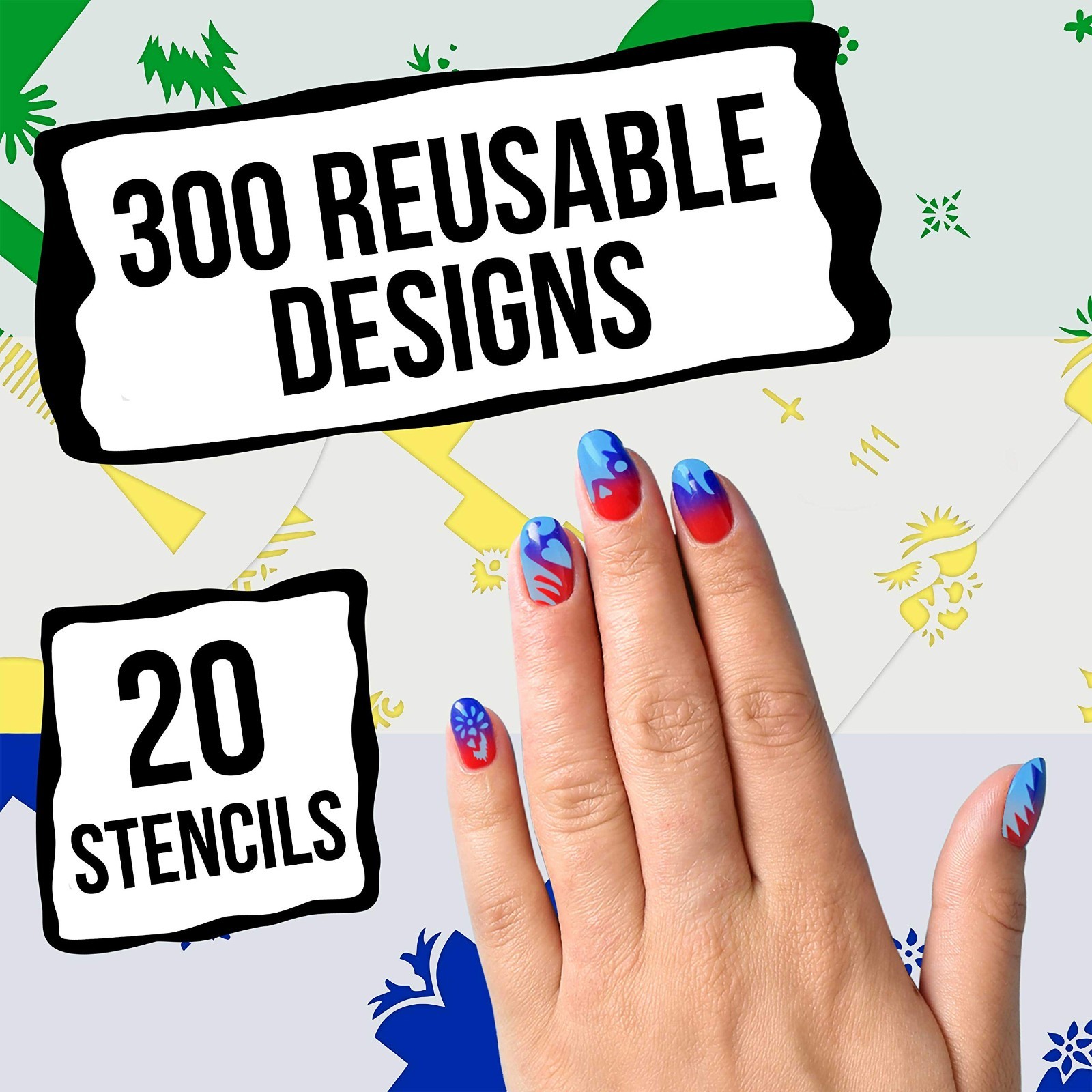 280 Unique Nail Art Stencils Set – Custom Airbrush Body Art Templates for DIY Na