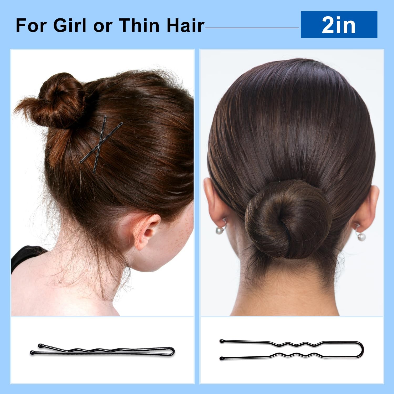 TsMADDTs Bobby Hair Pins Kit, 200 pcs U Shaped Black for B-Black